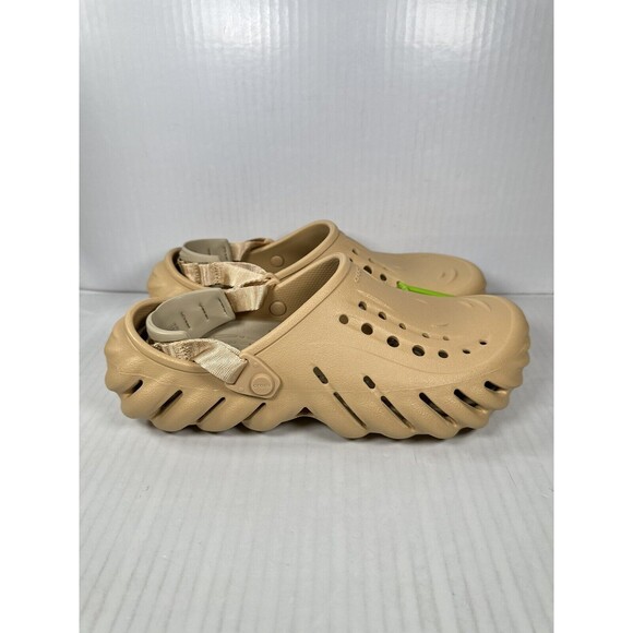 Size 9 Crocs Echo Mens Slip On Clogs Shoes Wheat Beige Comfort 207937-209 NEW - Picture 1 of 7